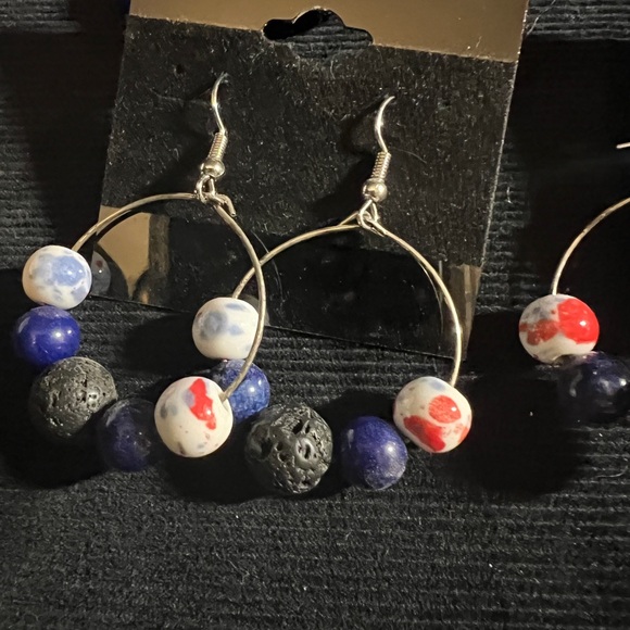 Essential Diffuser Hoop Earrings Blue/Red/white/ black Handmade - Picture 2 of 2